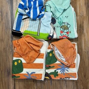 Kids Hooded Beach Towels - Orange, Green, Blue & Mint Prints